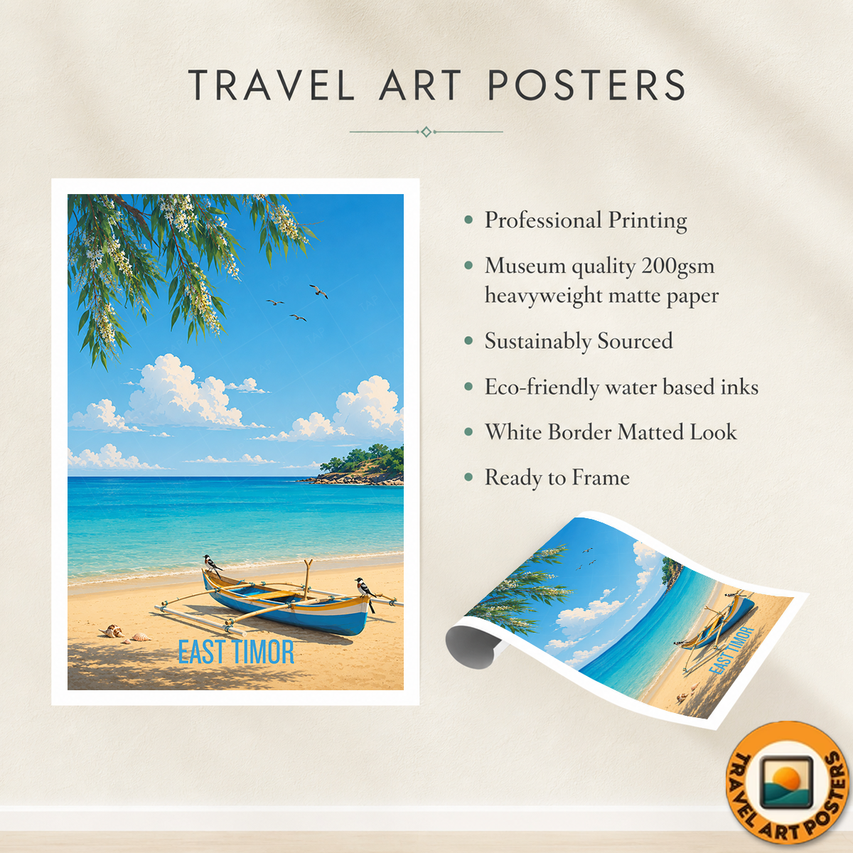 East Timor - Timor-Leste - Travel Poster Vintage Style Wall Art Print