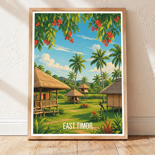 East Timor - Timor-Leste - Travel Poster Vintage Style Wall Art Print - Art Print - Travel Art Poster