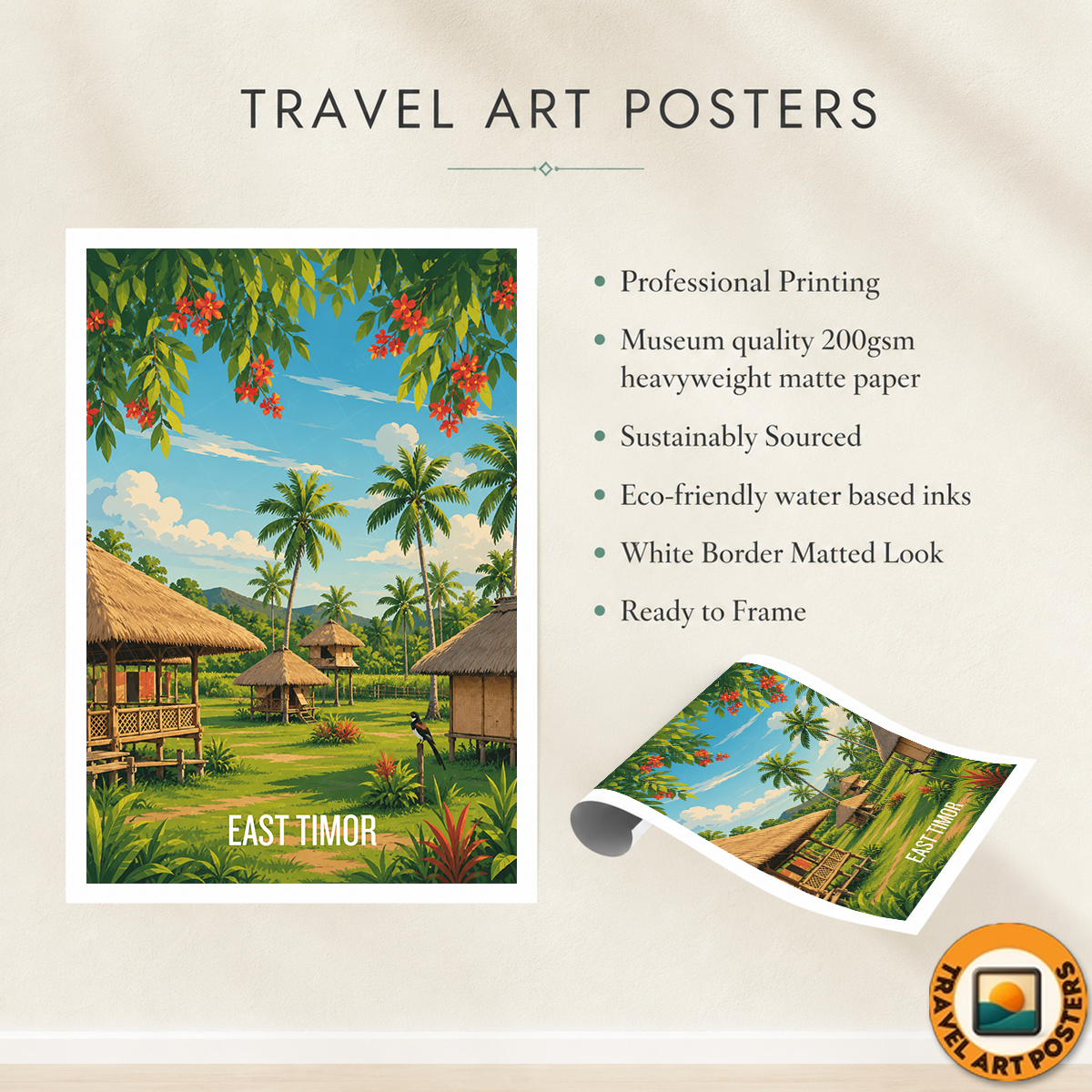 East Timor - Timor-Leste - Travel Poster Vintage Style Wall Art Print