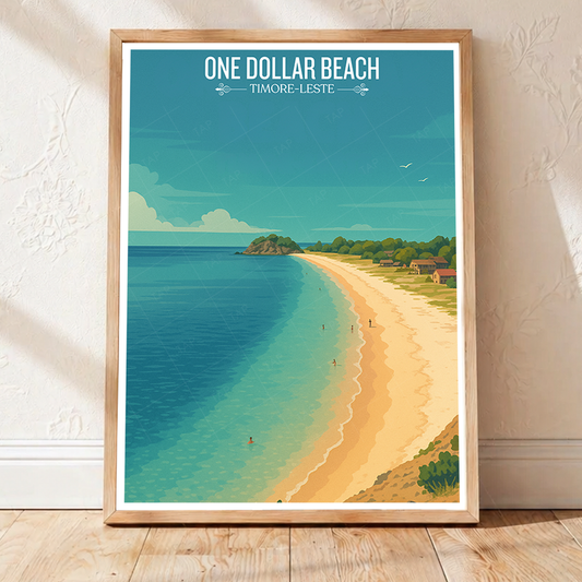 One Dollar Beach - Timor-Leste - Travel Poster Vintage Style Wall Art Print - Art Print - Travel Art Poster
