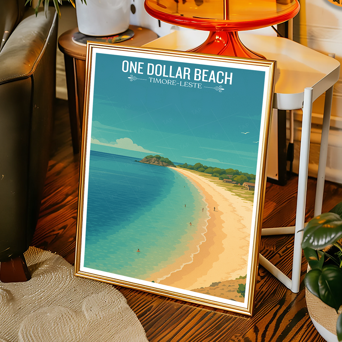 One Dollar Beach - Timor-Leste - Travel Poster Vintage Style Wall Art Print