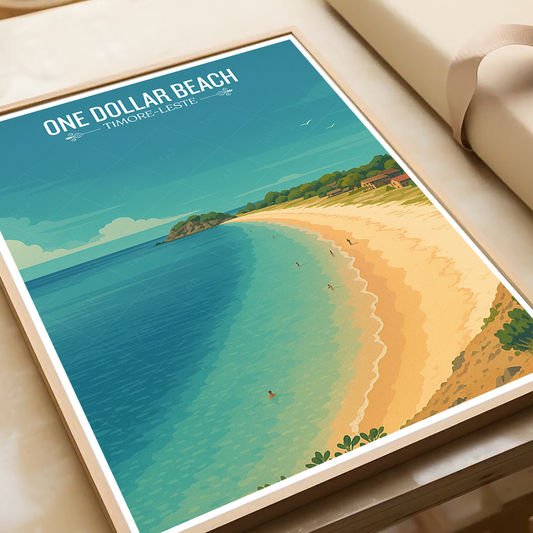 One Dollar Beach - Timor-Leste - Travel Poster Vintage Style Wall Art Print - Art Print - Travel Art Poster