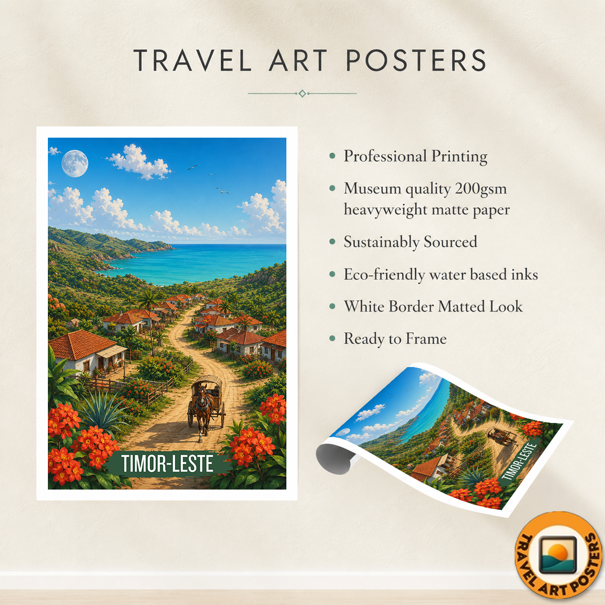 Timor-Leste - Travel Poster Vintage Style Wall Art Print