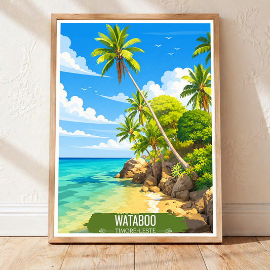 Wataboo - Timor-Leste - Travel Poster Vintage Style Wall Art Print - Art Print - Travel Art Poster