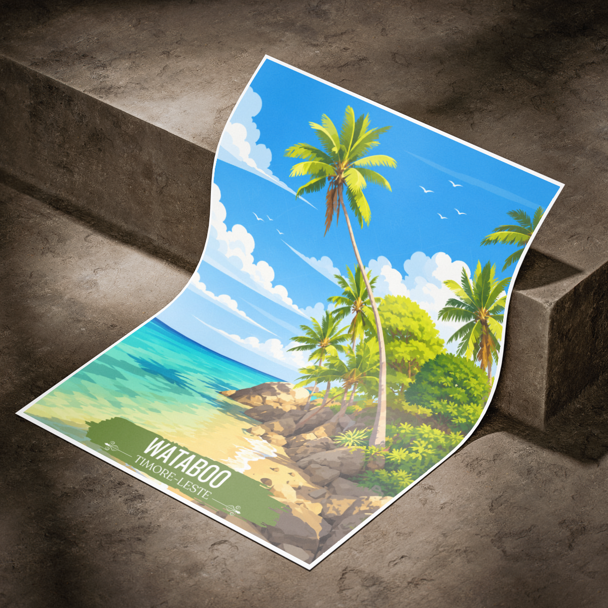 Wataboo - Timor-Leste - Travel Poster Vintage Style Wall Art Print