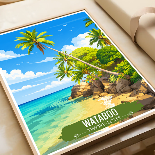 Wataboo - Timor-Leste - Travel Poster Vintage Style Wall Art Print - Art Print - Travel Art Poster