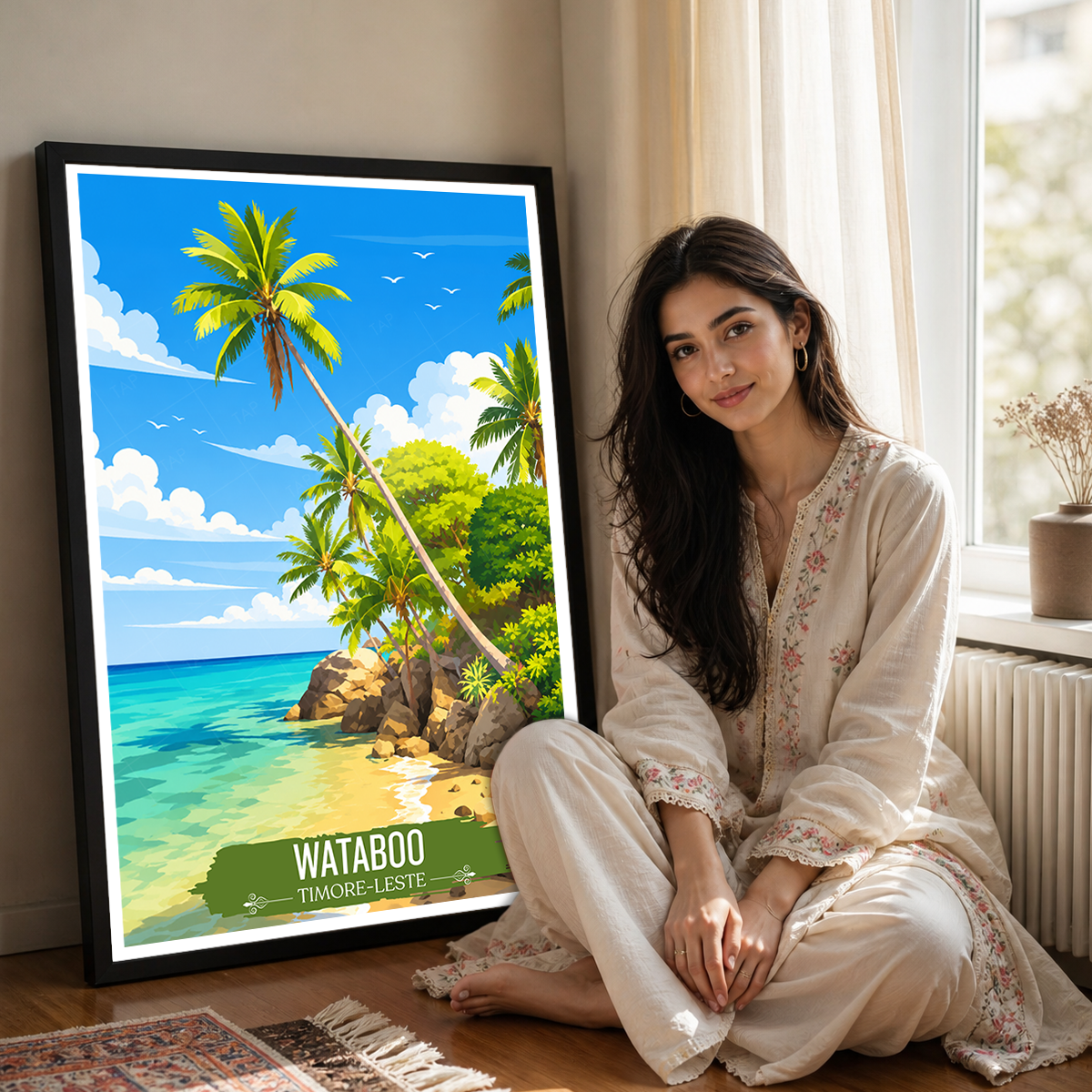 Wataboo - Timor-Leste - Travel Poster Vintage Style Wall Art Print