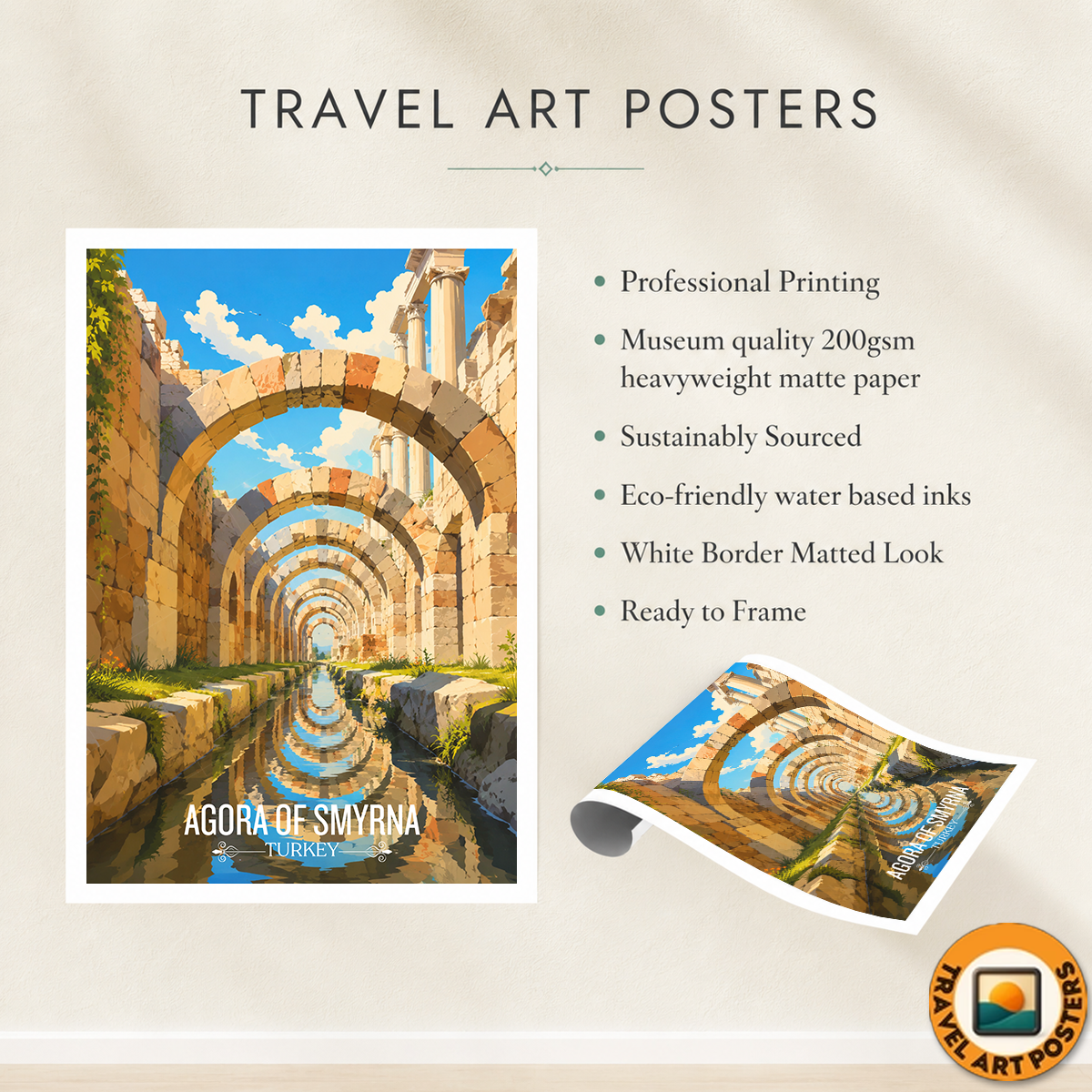 Agore of Smyrna - Turkey - Travel Art Wall Deco Poster Print - Art Print - Travel Art Poster