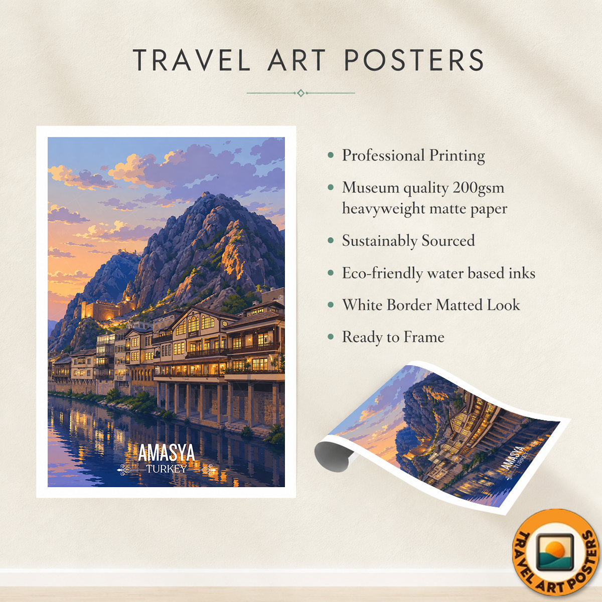 Amasya - Turkey - Travel Art Wall Deco Poster Print - Art Print - Travel Art Poster
