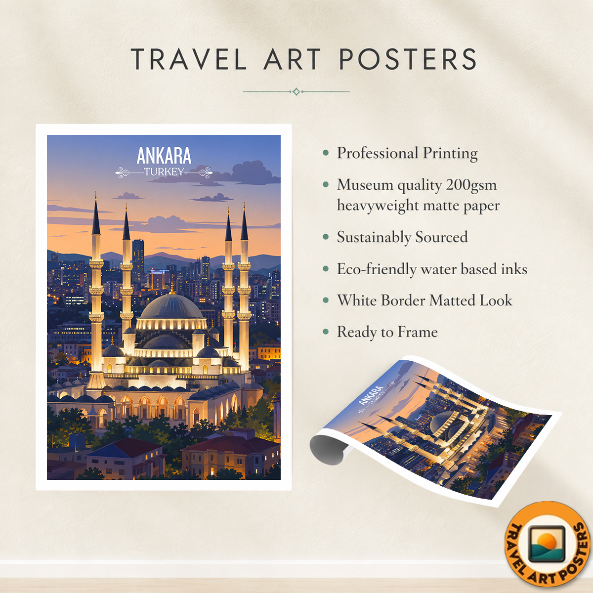 Ankara - Turkey - Travel Art Wall Deco Poster Print - Art Print - Travel Art Poster