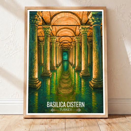 Basilica Cistern - Turkey - Travel Art Wall Deco Poster Print - Art Print - Travel Art Poster