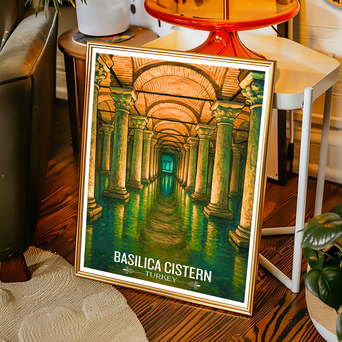 Basilica Cistern - Turkey - Travel Art Wall Deco Poster Print - Art Print - Travel Art Poster