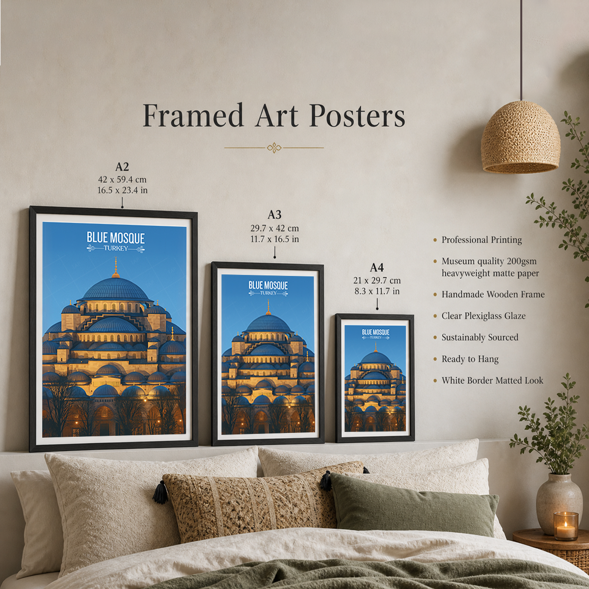 Blue Mosque - Turkey - Travel Art Wall Deco Poster Print - Art Print - Travel Art Poster