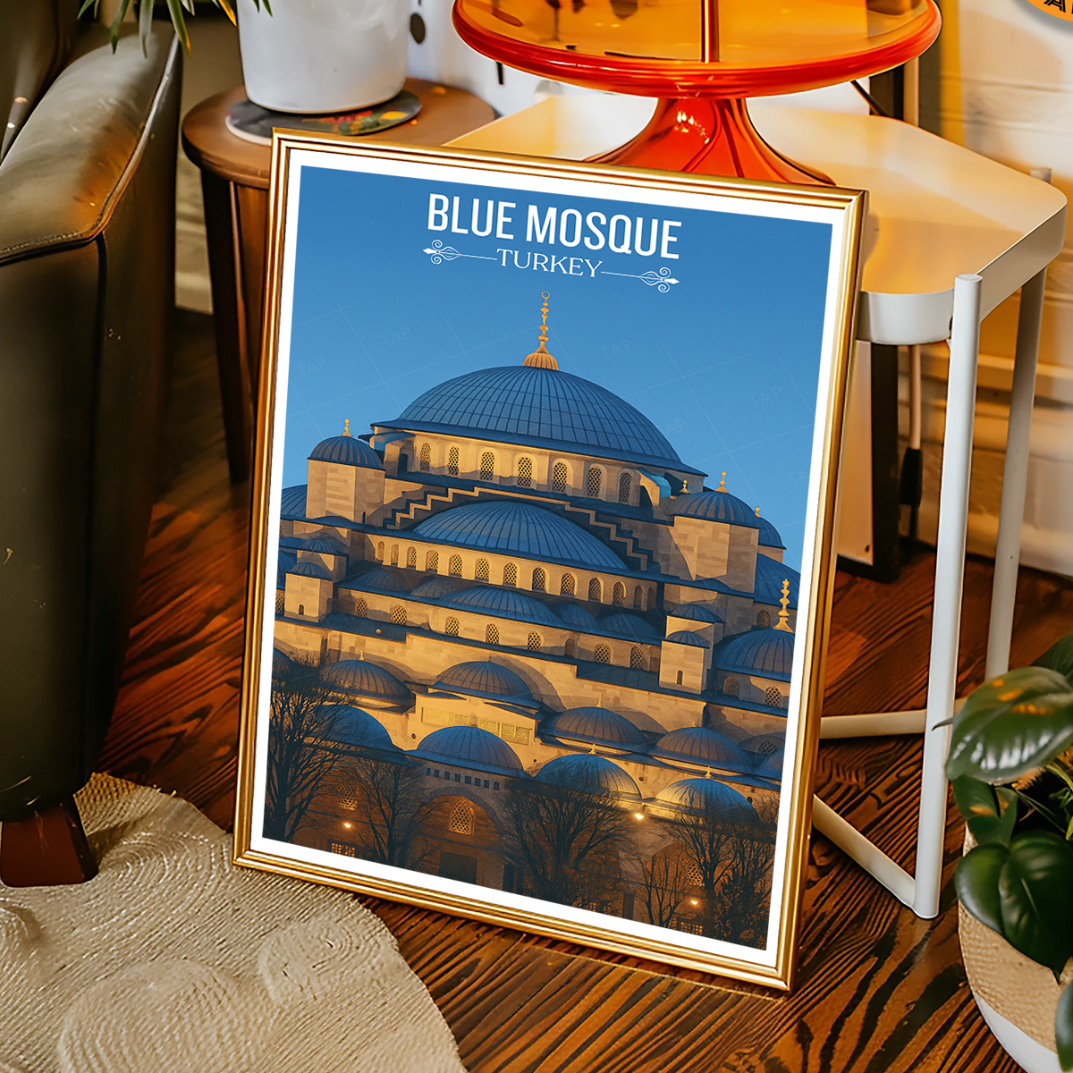 Blue Mosque - Turkey - Travel Art Wall Deco Poster Print - Art Print - Travel Art Poster