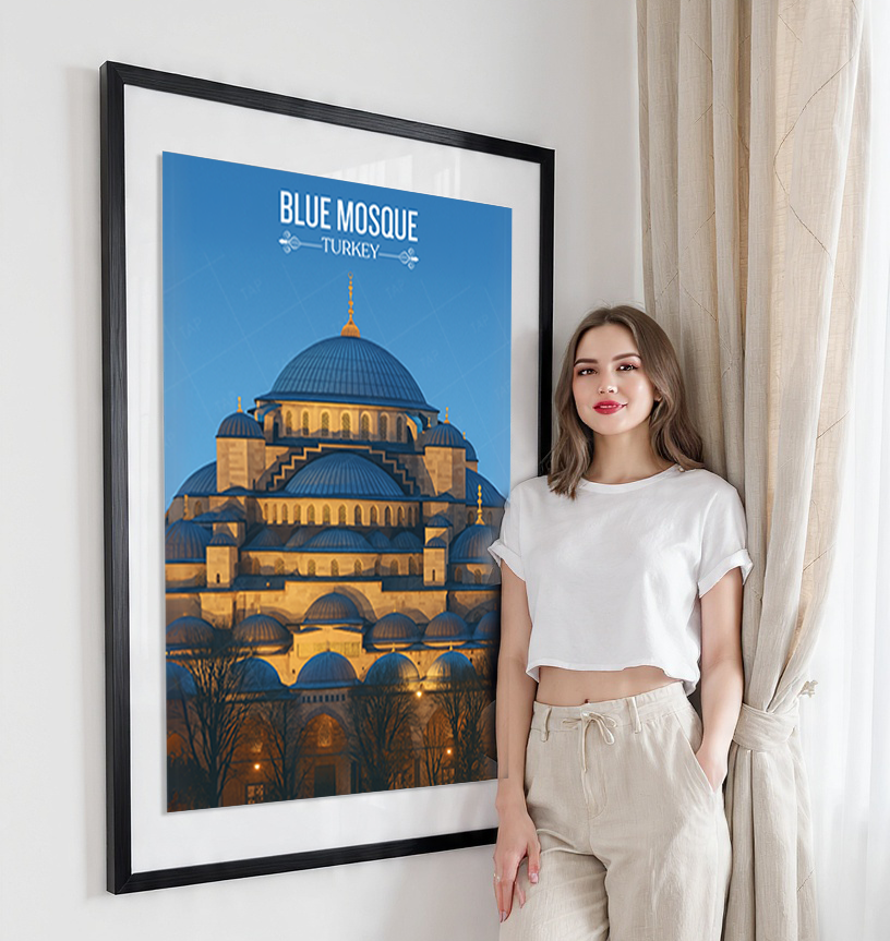 Blue Mosque - Turkey - Travel Art Wall Deco Poster Print - Art Print - Travel Art Poster