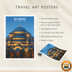 Blue Mosque - Turkey - Travel Art Wall Deco Poster Print - Art Print - Travel Art Poster