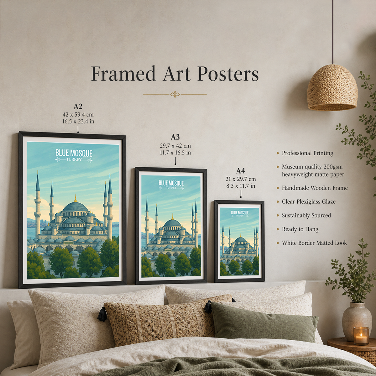 Sultan Ahmed Mosque - Turkey - Vintage Travel Wall Art Poster Print - Art Print - Travel Art Poster