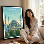 Sultan Ahmed Mosque - Turkey - Vintage Travel Wall Art Poster Print - Art Print - Travel Art Poster
