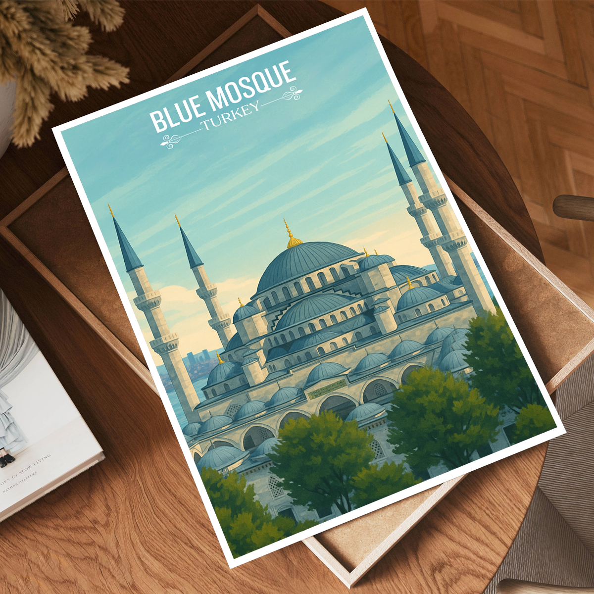 Sultan Ahmed Mosque - Turkey - Vintage Travel Wall Art Poster Print - Art Print - Travel Art Poster