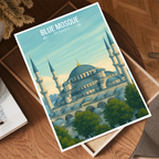 Sultan Ahmed Mosque - Turkey - Vintage Travel Wall Art Poster Print - Art Print - Travel Art Poster