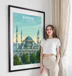 Sultan Ahmed Mosque - Turkey - Vintage Travel Wall Art Poster Print - Art Print - Travel Art Poster