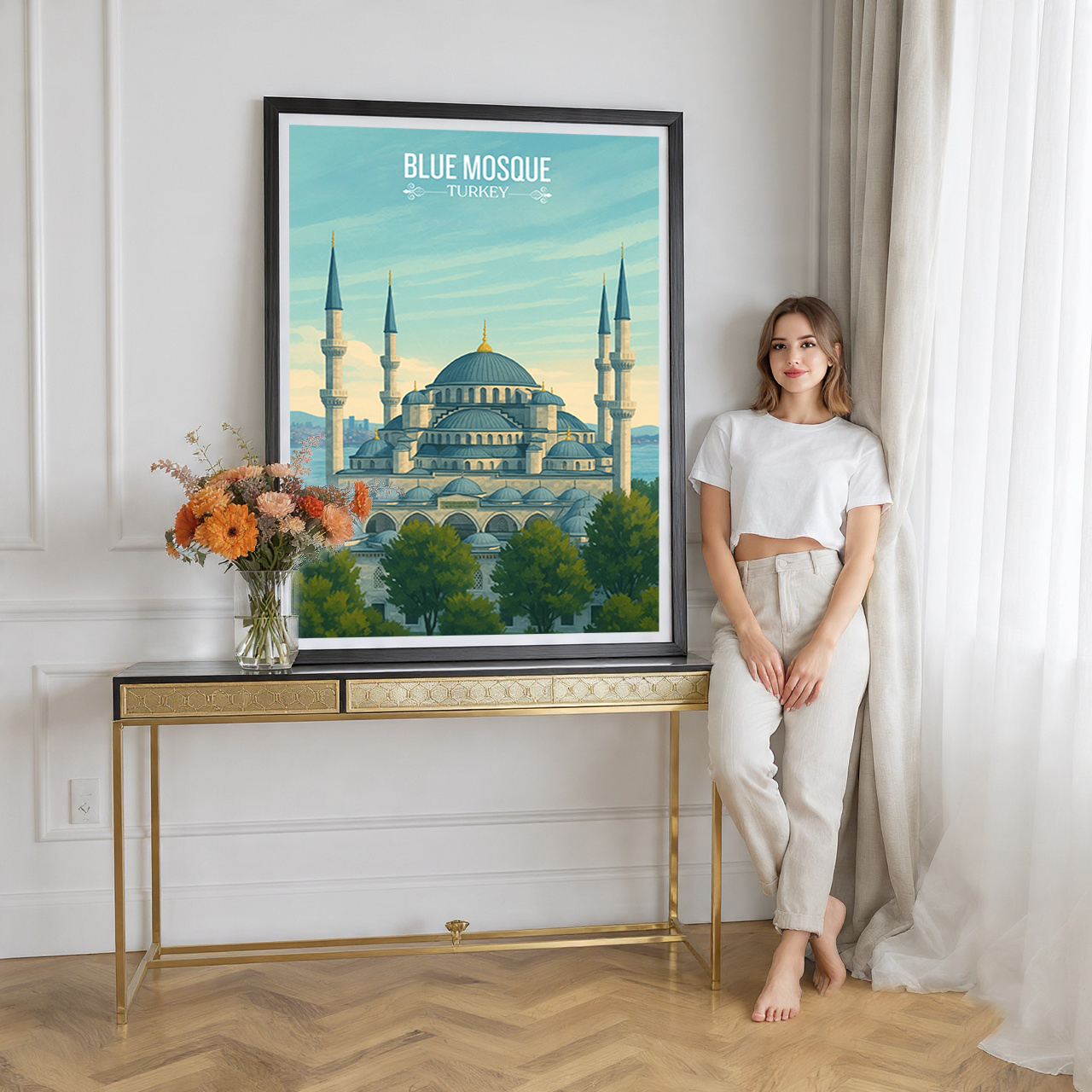 Sultan Ahmed Mosque - Turkey - Vintage Travel Wall Art Poster Print - Art Print - Travel Art Poster