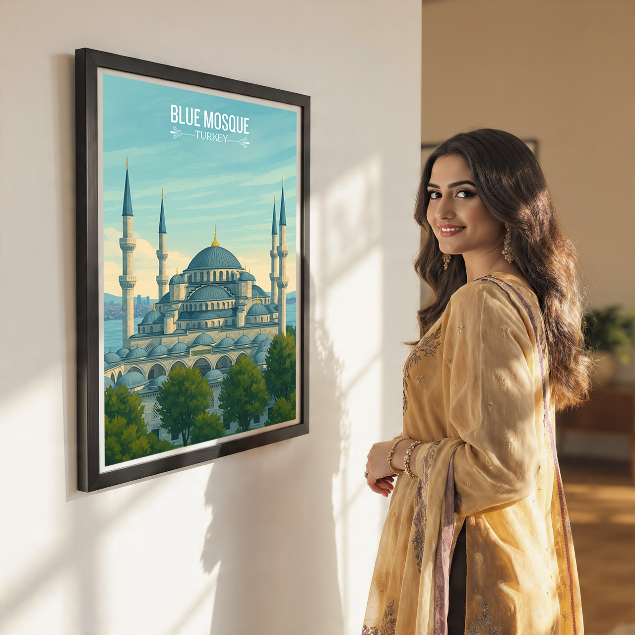 Sultan Ahmed Mosque - Turkey - Vintage Travel Wall Art Poster Print - Art Print - Travel Art Poster