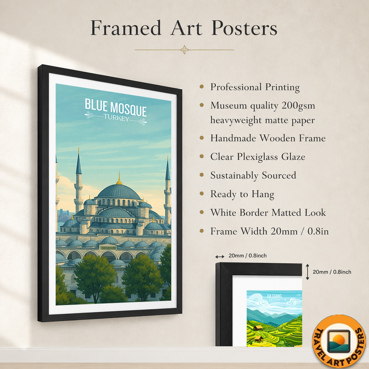 Sultan Ahmed Mosque - Turkey - Vintage Travel Wall Art Poster Print - Art Print - Travel Art Poster