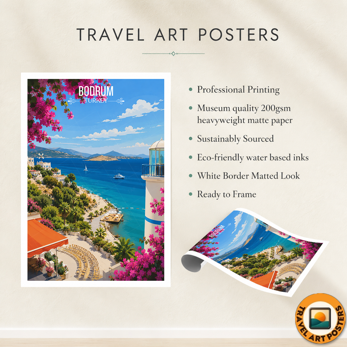Bodrum - Turkey - Vintage Travel Wall Art Poster Print - Art Print - Travel Art Poster
