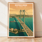Bosphorus Bridge - Turkey - Vintage Travel Wall Art Poster Print - Art Print - Travel Art Poster