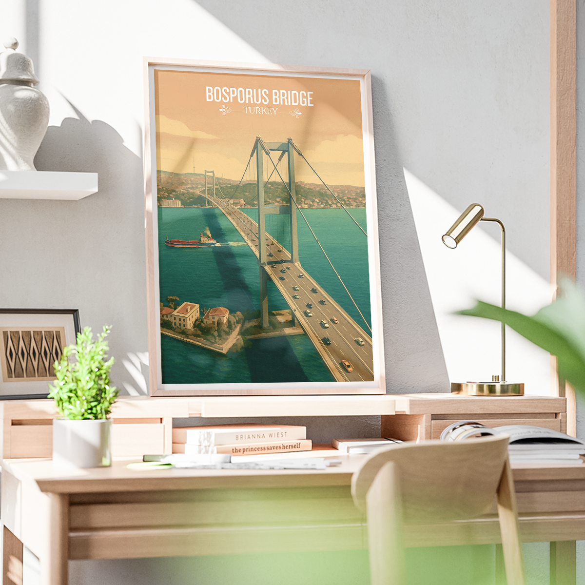 Bosphorus Bridge - Turkey - Vintage Travel Wall Art Poster Print - Art Print - Travel Art Poster