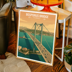 Bosphorus Bridge - Turkey - Vintage Travel Wall Art Poster Print - Art Print - Travel Art Poster