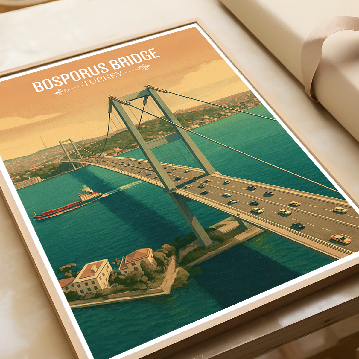 Bosphorus Bridge - Turkey - Vintage Travel Wall Art Poster Print - Art Print - Travel Art Poster
