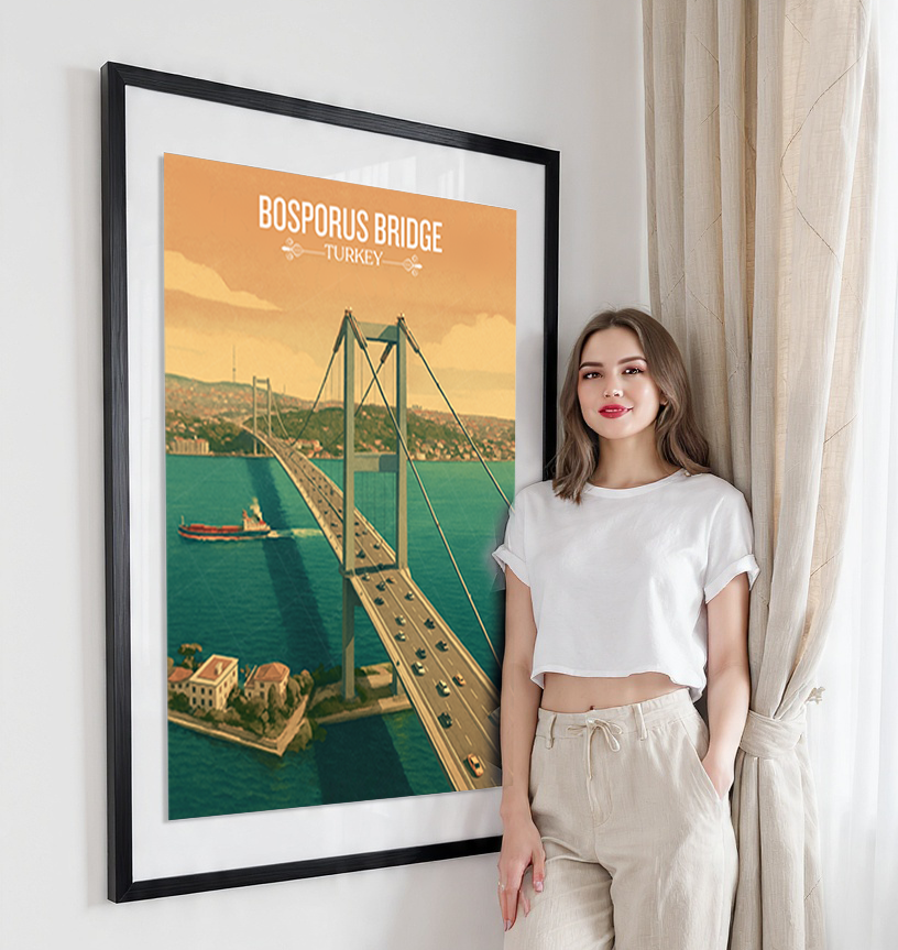 Bosphorus Bridge - Turkey - Vintage Travel Wall Art Poster Print - Art Print - Travel Art Poster