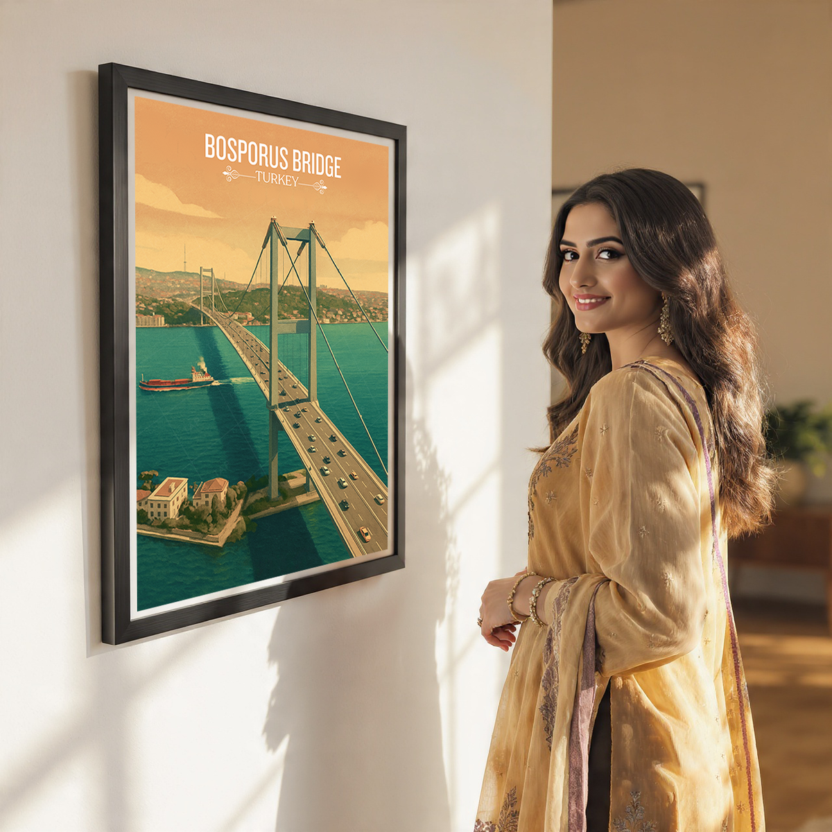 Bosphorus Bridge - Turkey - Vintage Travel Wall Art Poster Print - Art Print - Travel Art Poster