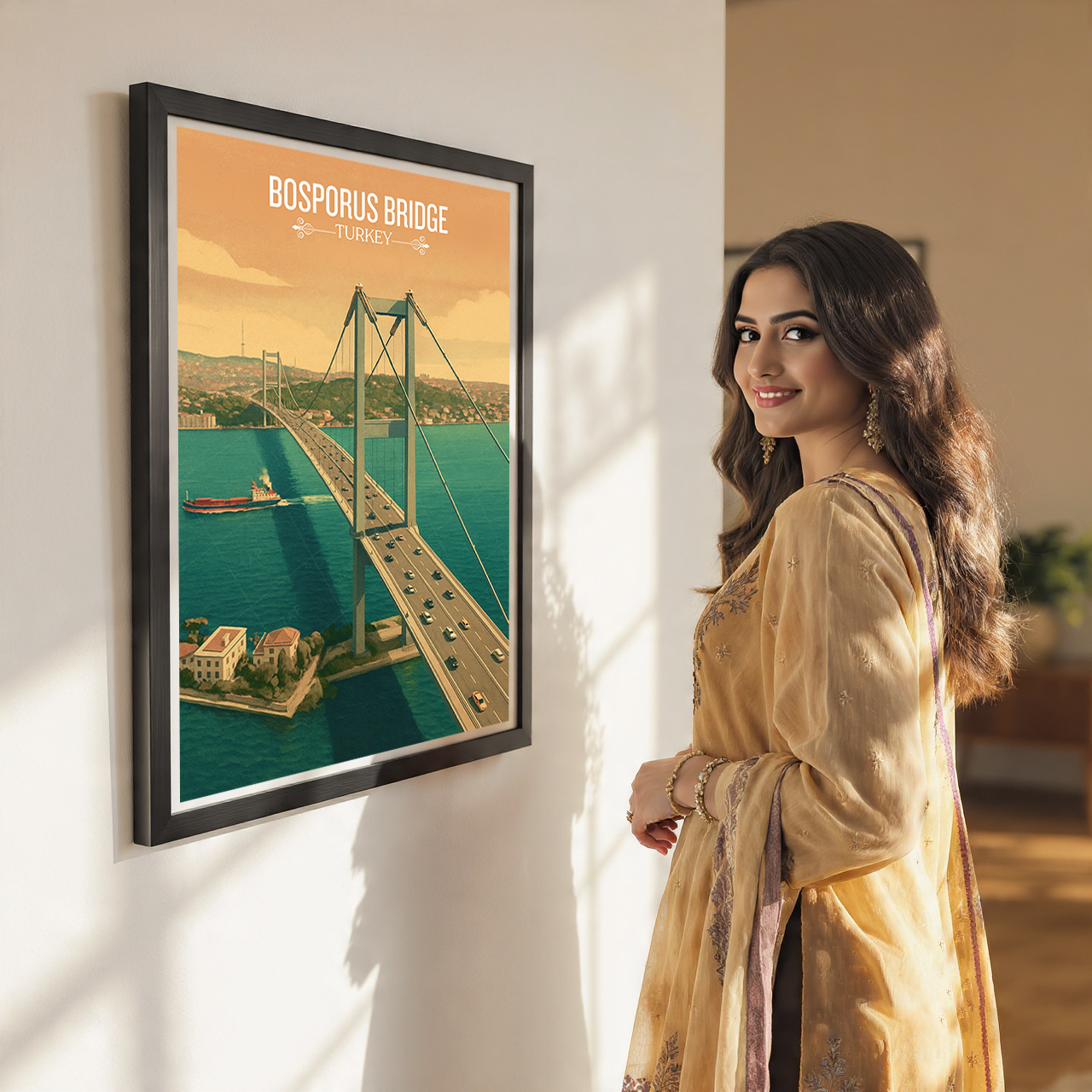 Bosphorus Bridge - Turkey - Vintage Travel Wall Art Poster Print - Art Print - Travel Art Poster