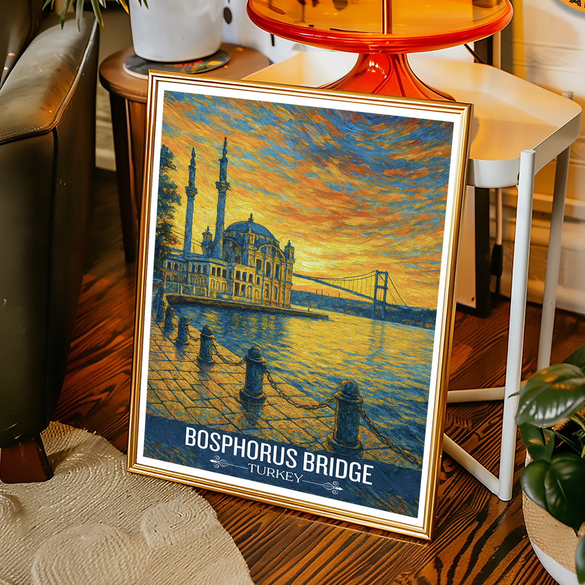 Boğaziçi Köprüsü - Turkey - Vintage Travel Wall Art Poster Print - Art Print - Travel Art Poster