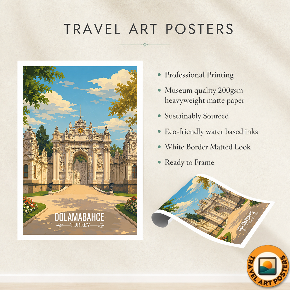 Dolambache - Turkey - Vintage Travel Wall Art Poster Print - Art Print - Travel Art Poster