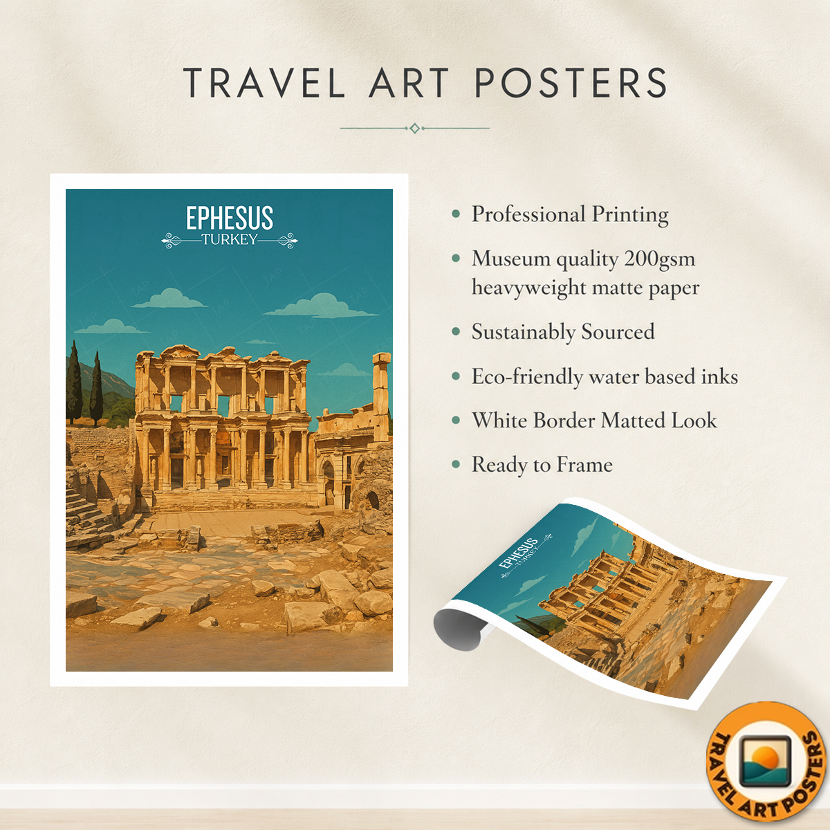Ephesus - Turkey - Vintage Travel Wall Art Poster Print - Art Print - Travel Art Poster