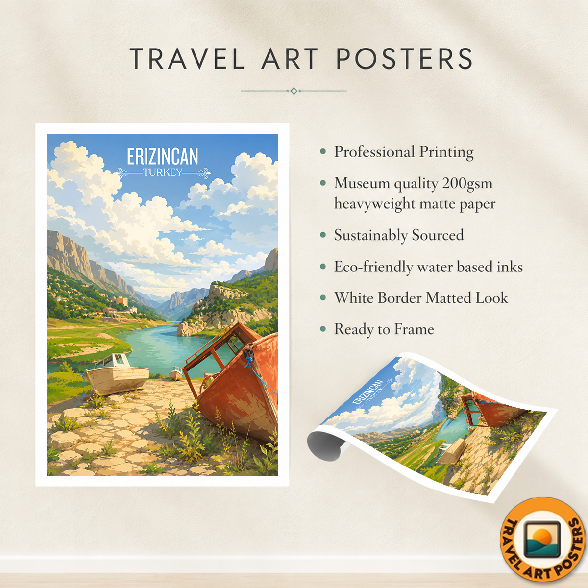 Erizincan - Turkey - Vintage Travel Wall Art Poster Print - Art Print - Travel Art Poster