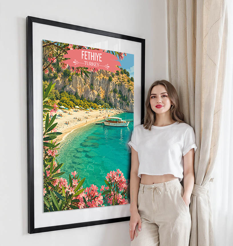 Fethiye - Mugla - Turkey - Vintage Travel Wall Art Poster Print - Art Print - Travel Art Poster