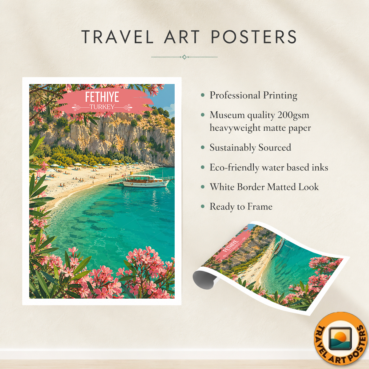 Fethiye - Mugla - Turkey - Vintage Travel Wall Art Poster Print - Art Print - Travel Art Poster