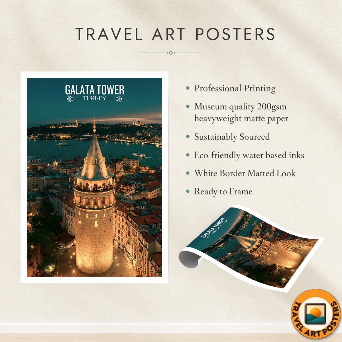 Galata Tower - Turkey - Vintage Travel Wall Art Poster Print - Art Print - Travel Art Poster