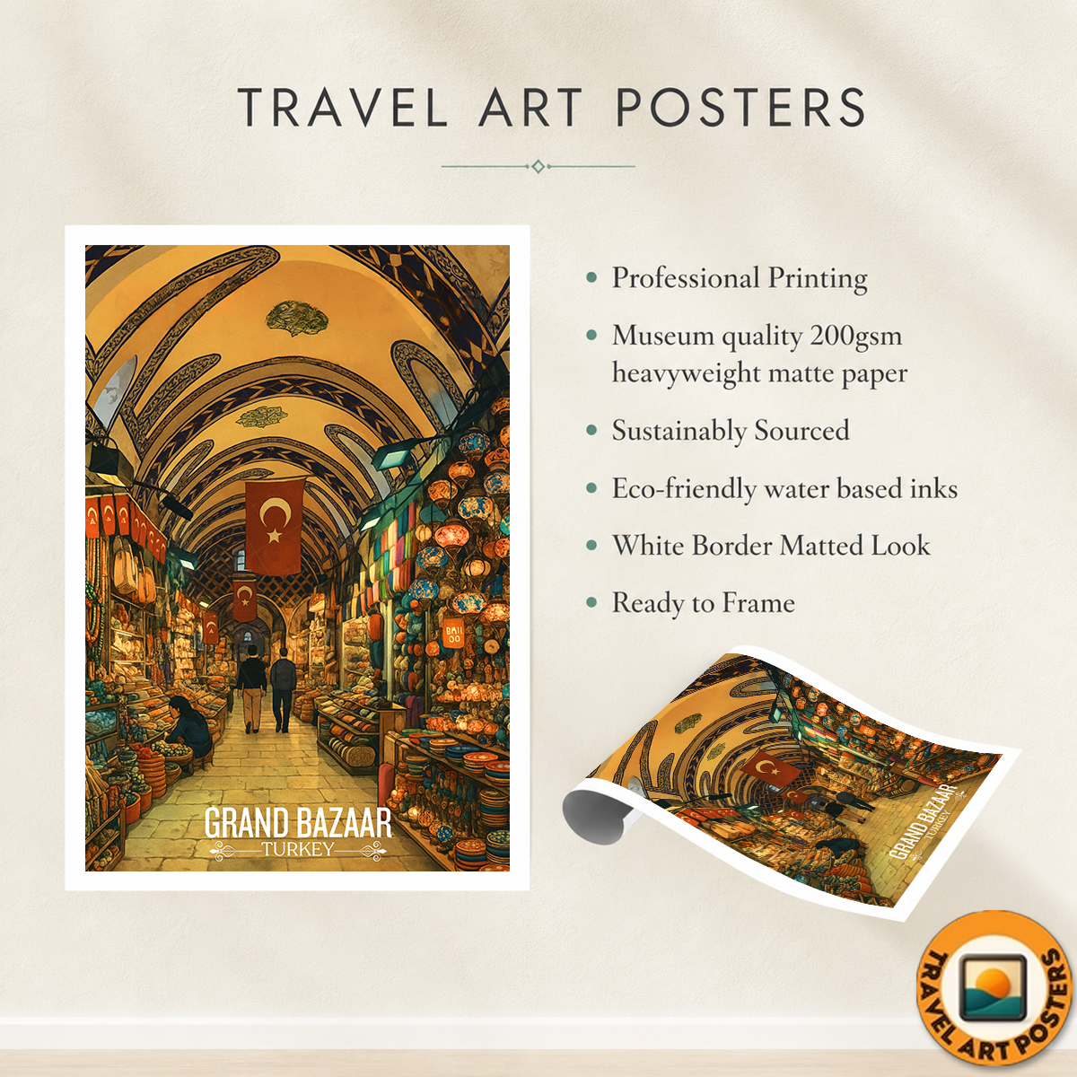 Grand Bazaar - Turkey - Vintage Travel Wall Art Poster Print - Art Print - Travel Art Poster