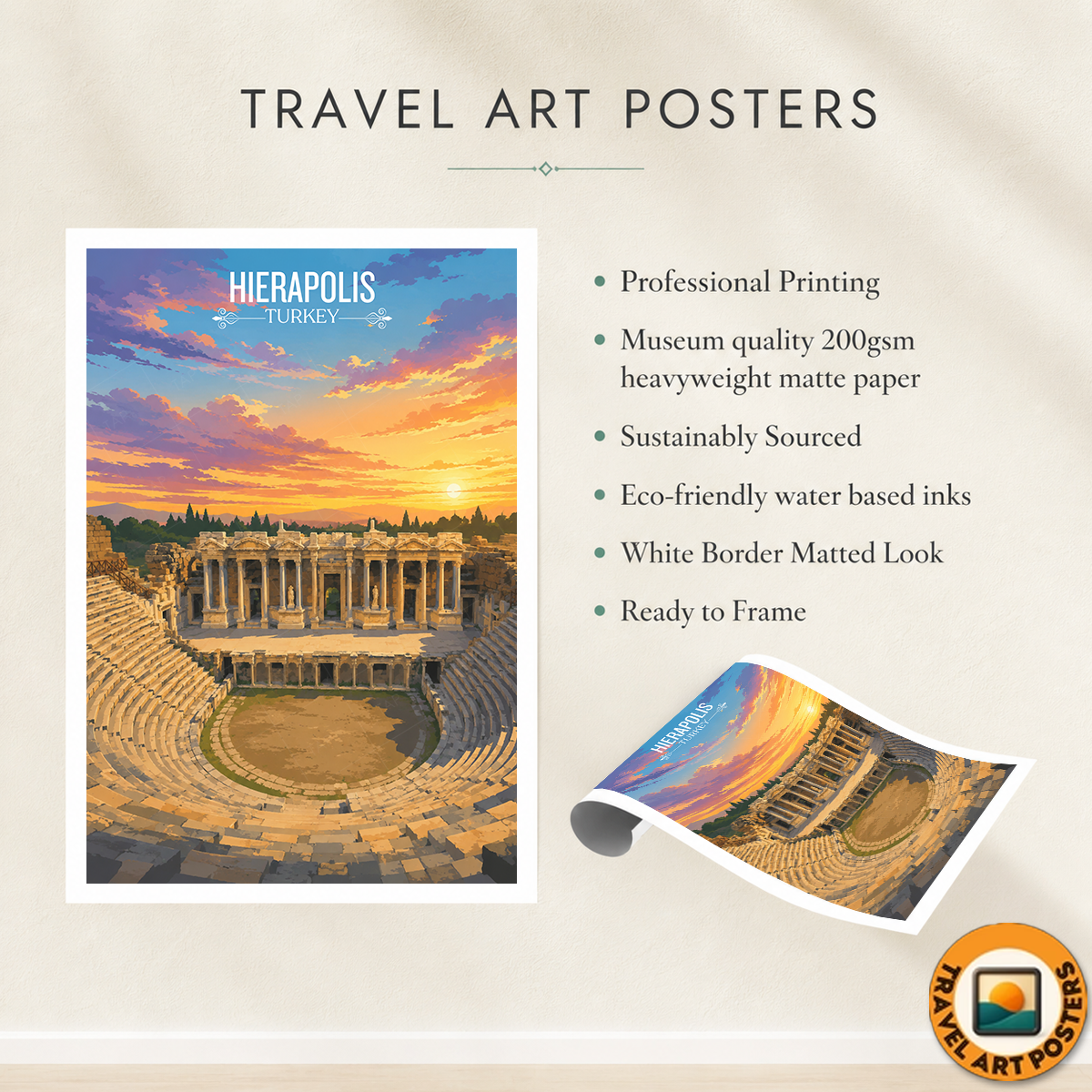 Hierapolis - Turkey - Vintage Travel Wall Art Poster Print - Art Print - Travel Art Poster