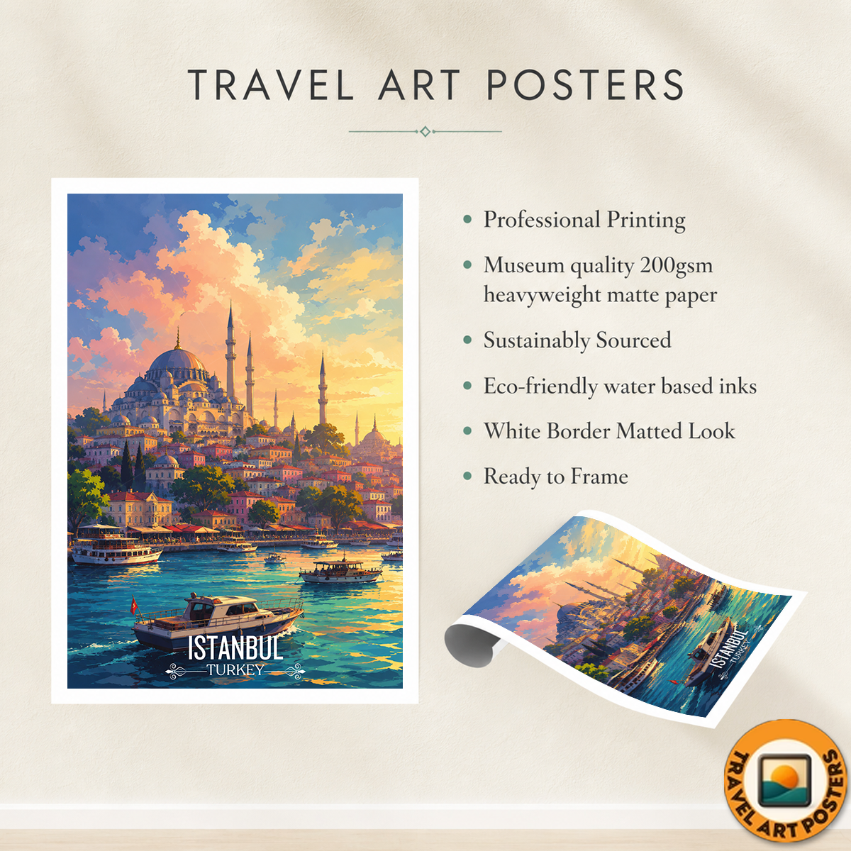 Istanbul Constantinople - Turkey - Vintage Travel Wall Art Poster Print - Art Print - Travel Art Poster