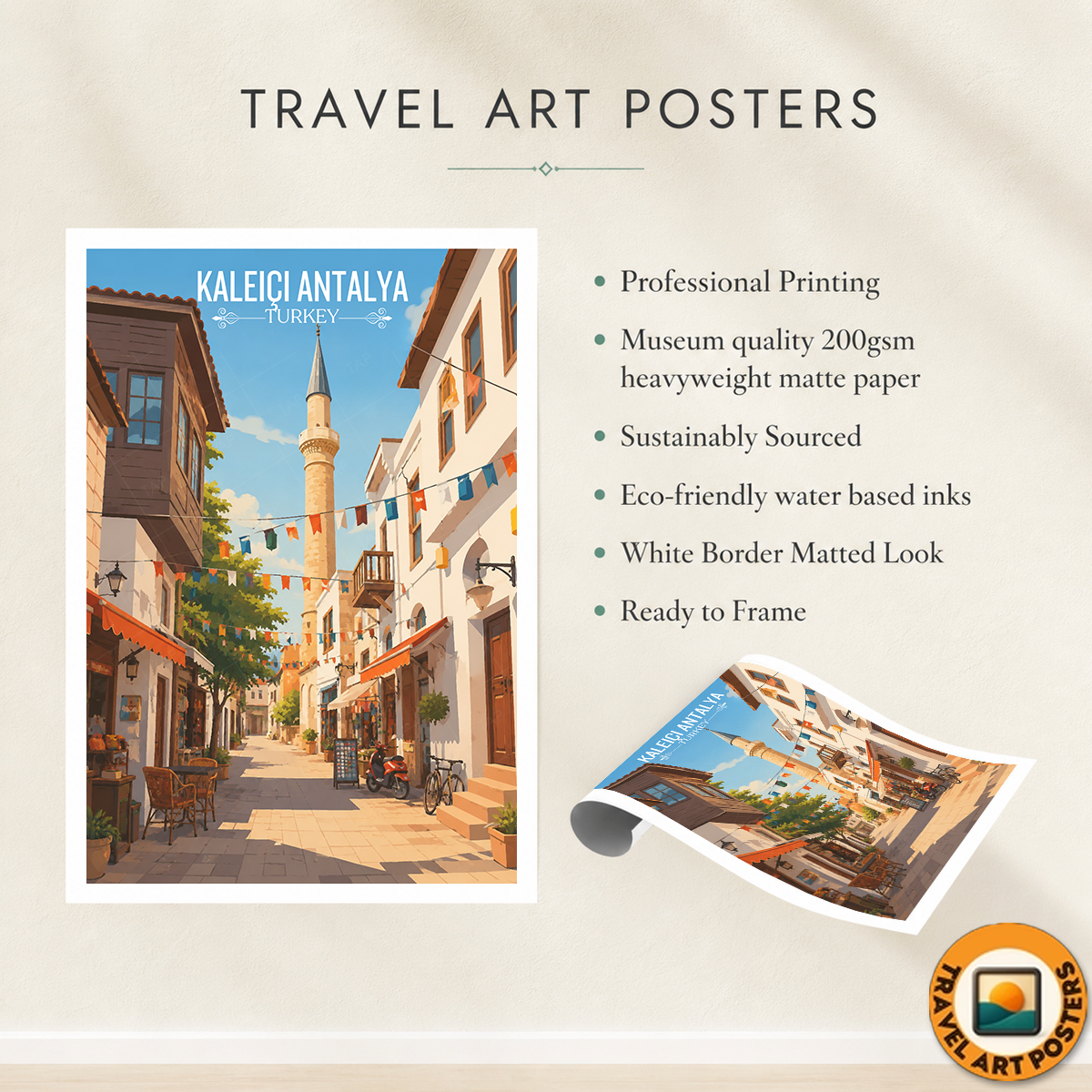 Kaleiçi Antalya - Turkey - Vintage Travel Wall Art Poster Print - Art Print - Travel Art Poster