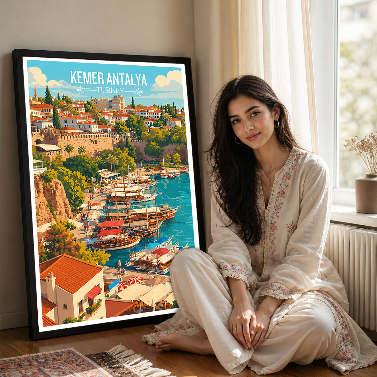 Kemer Antalya - Turkey - Vintage Travel Wall Art Poster Print