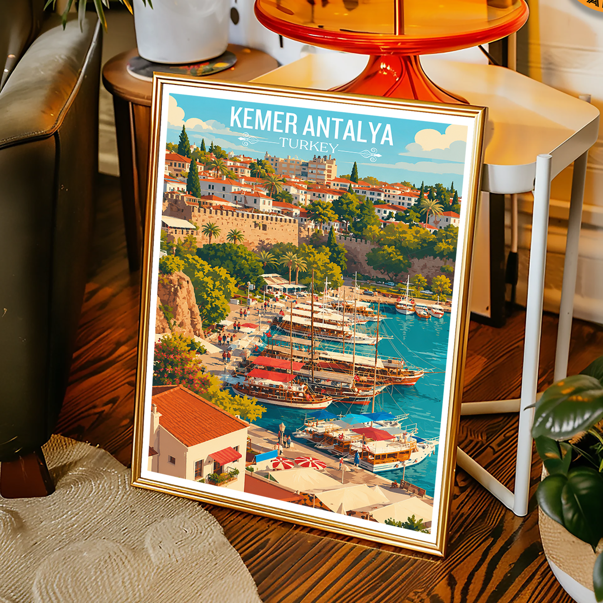 Kemer Antalya - Turkey - Vintage Travel Wall Art Poster Print
