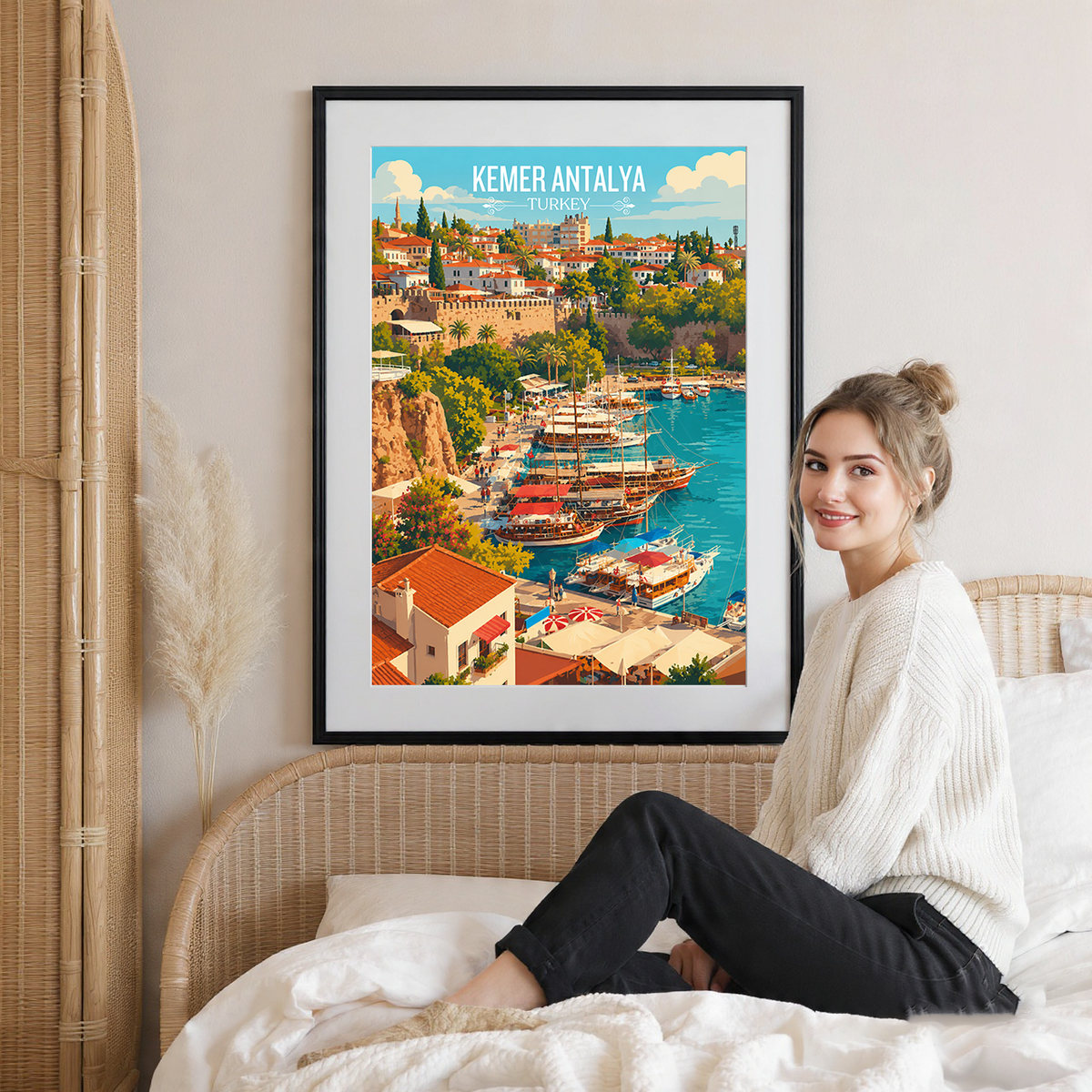 Kemer Antalya - Turkey - Vintage Travel Wall Art Poster Print